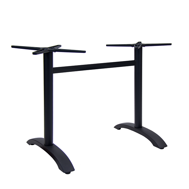 Outdoor Double Column Aluminum Table Base in Black Finish