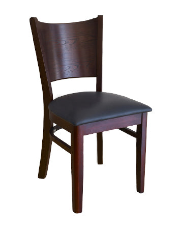 Beechwood Curve Plain Back Chair in Dark Mahogany Finish