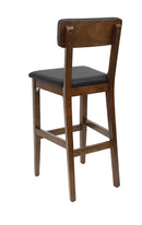 Indoor Beech Wood Restaurant Barstool with Black Vinyl Seat and Backrest