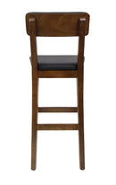 Indoor Beech Wood Restaurant Barstool with Black Vinyl Seat and Backrest
