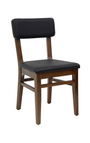 Indoor Beech Wood Restaurant Chair with Black Vinyl Upholstery