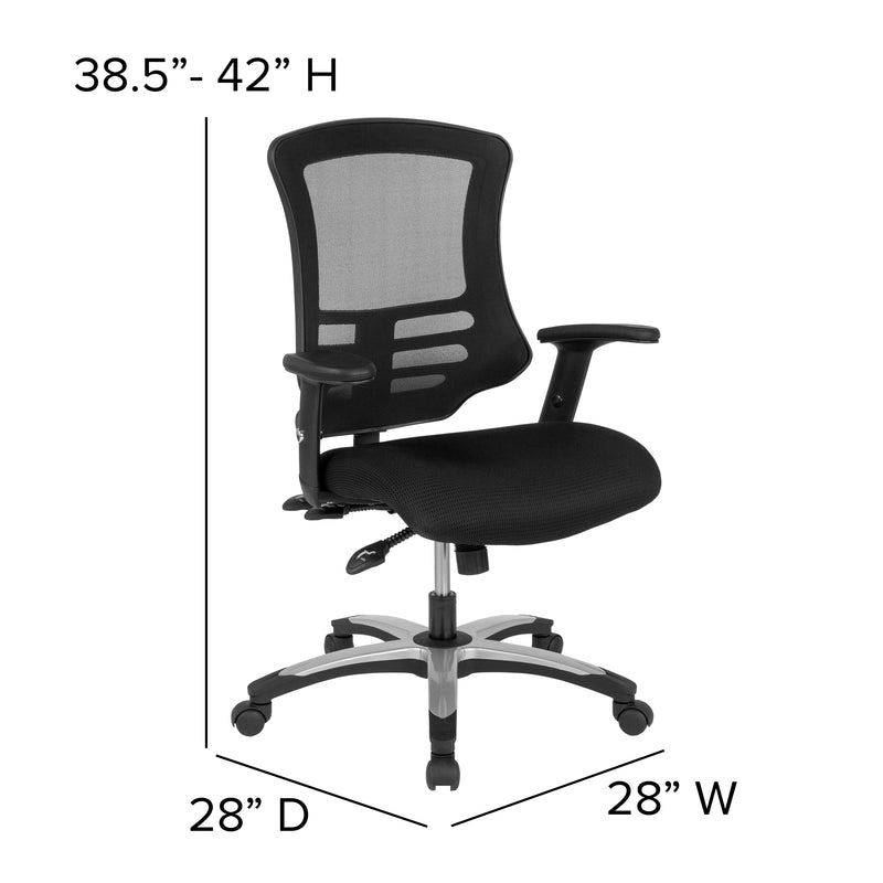 Waylon High Back Black Mesh Multifunction Executive Swivel Ergonomic Office Chair with Molded Foam Seat and Adjustable Arms