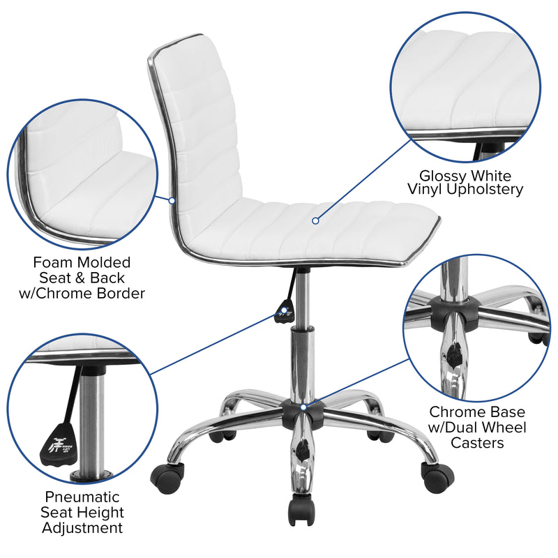 Park 48" Wide Black Electric Height Adjustable Standing Desk with Designer Armless White Ribbed Swivel Task Office Chair