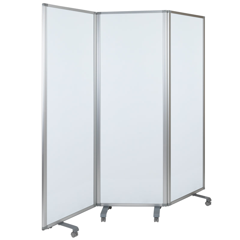 Raisley Mobile Magnetic Whiteboard Partition with Lockable Casters, 72"H x 24"W (3 sections included)