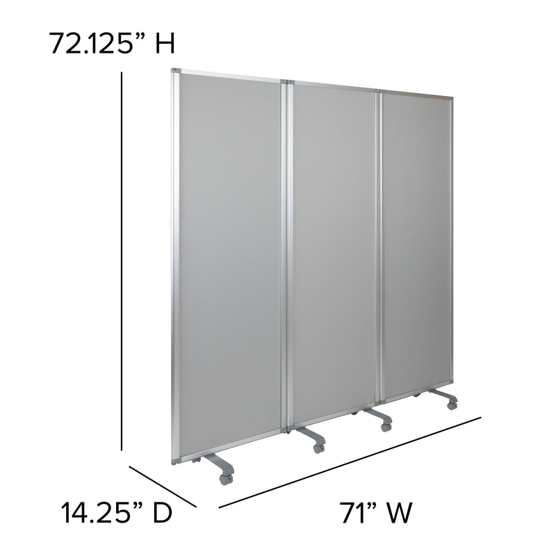 Raisley Double Sided Mobile Magnetic Whiteboard/Cloth Partition with Lockable Casters, 72"H x 24"W (3 sections included)