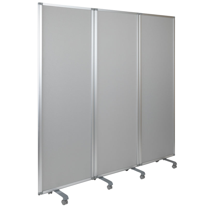 Raisley Double Sided Mobile Magnetic Whiteboard/Cloth Partition with Lockable Casters, 72"H x 24"W (3 sections included)