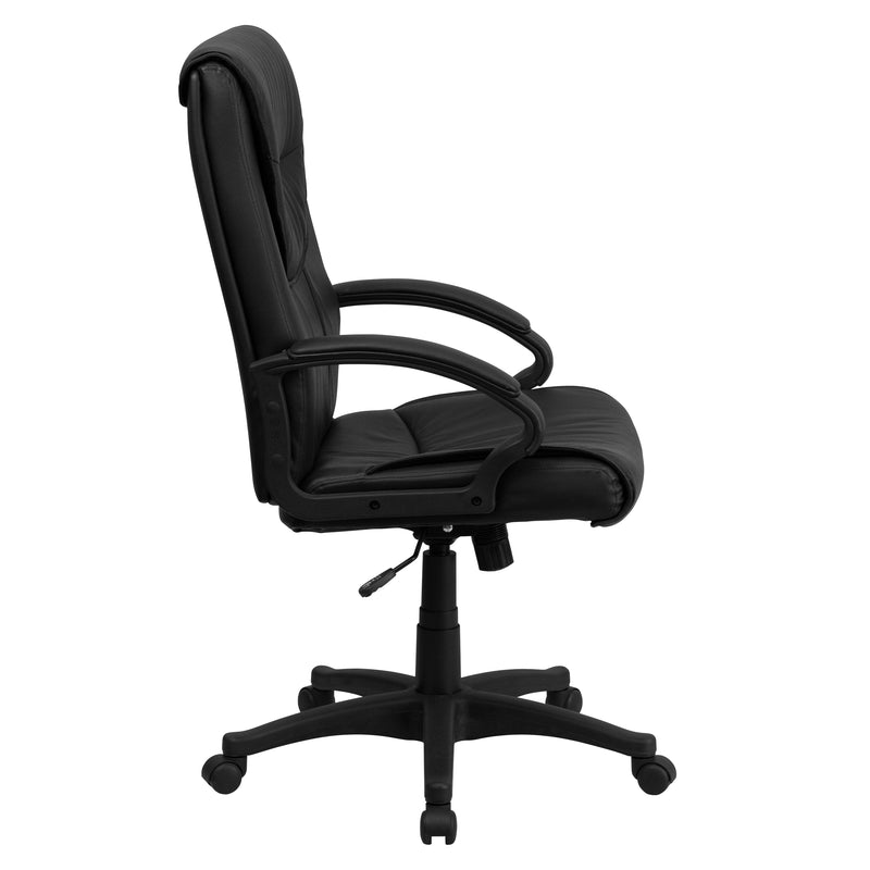 Hansel High Back Black Leather Executive Swivel Office Chair with Arms