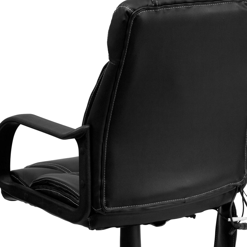 Laverne Mid-Back Ergonomic Massaging Black LeatherSoft Executive Swivel Office Chair with Arms