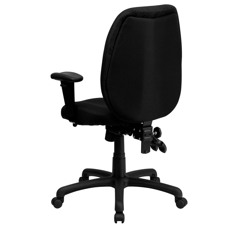 Rochelle High Back Black Fabric Multifunction Ergonomic Executive Swivel Office Chair with Adjustable Arms