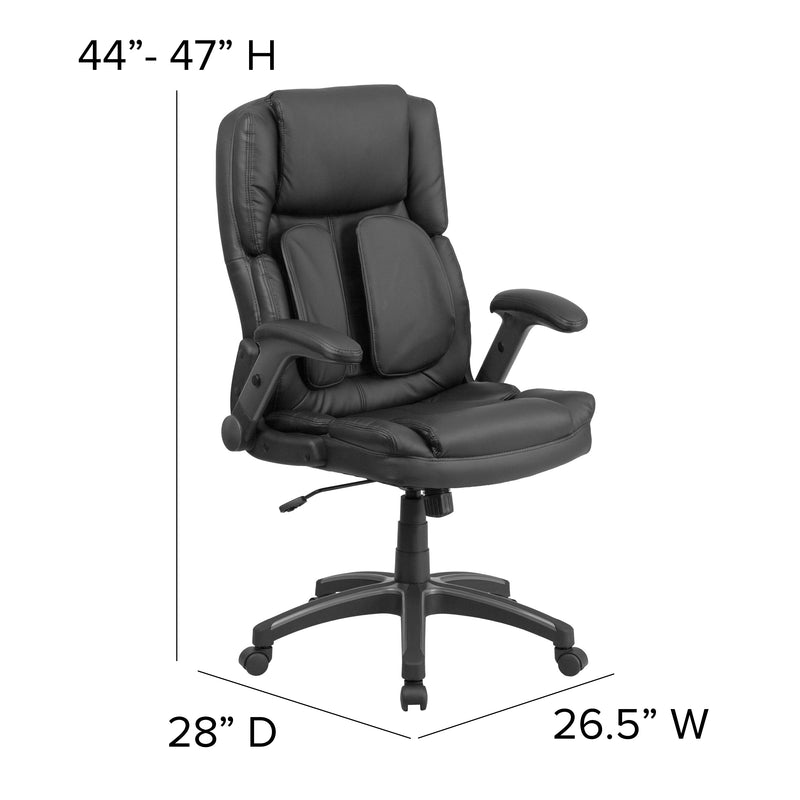 Hansel Extreme Comfort High Back Black LeatherSoft Executive Swivel Ergonomic Office Chair with Flip-Up Arms