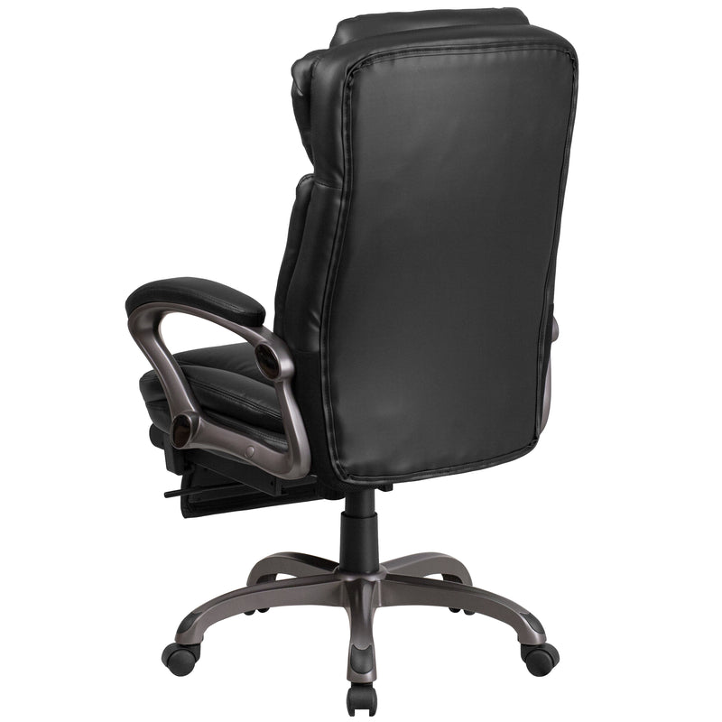 Martin High Back Black LeatherSoft Executive Reclining Ergonomic Swivel Office Chair with Outer Lumbar Cushion and Arms