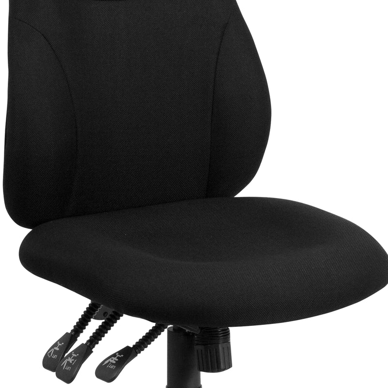 Brandy Mid-Back Black Fabric Multifunction Swivel Ergonomic Task Office Chair