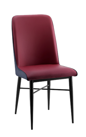 Black Steel Chair with Red Vinyl Back & Seat