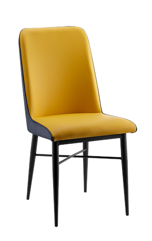 Black Steel Chair with Yellow Vinyl Back & Seat