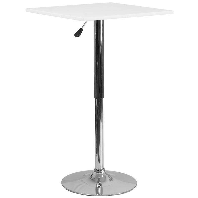 Pearl 23.75'' Square Adjustable Height White Wood Swivel Top Table (Adjustable Range 33'' - 40.5'')