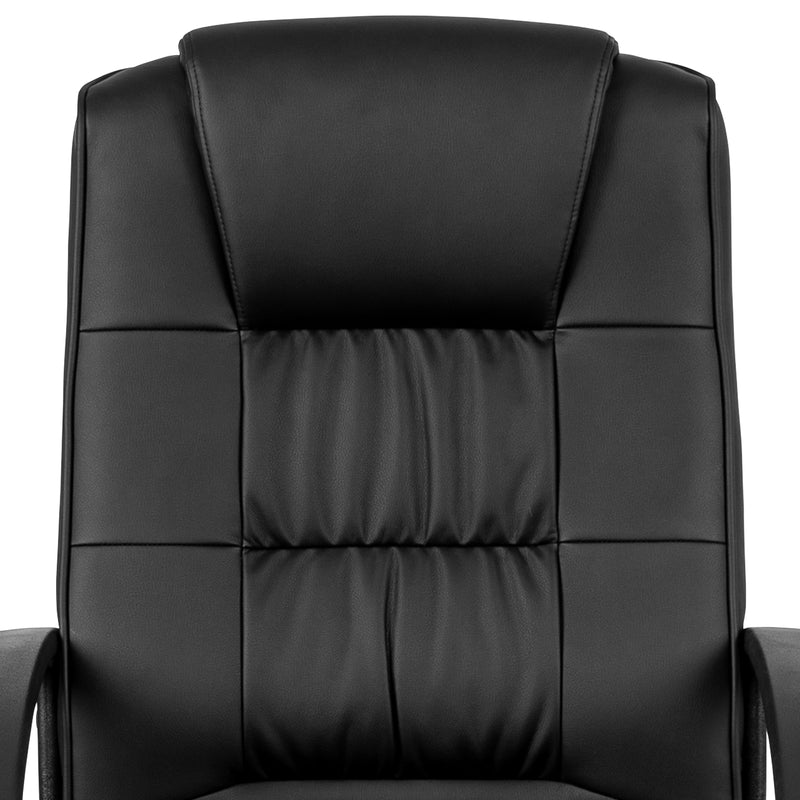 Biscayne Flash Fundamentals High Back Black LeatherSoft-Padded Task Office Chair with Arms