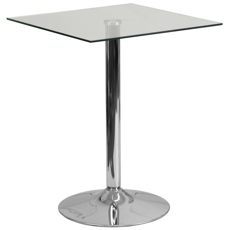 Fredrick 23.75'' Square Glass Table with 30''H Chrome Base