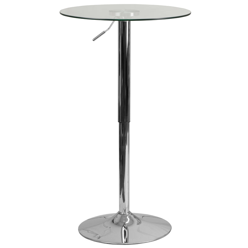 Chad 23.5'' Round Adjustable Height Glass Table (Adjustable Range 33.5'' - 41'')