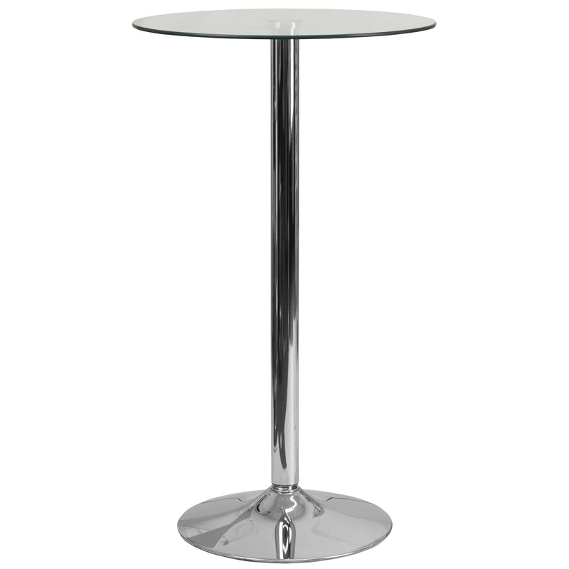 Kenneth 23.5'' Round Glass Table with 35.5''H Chrome Base