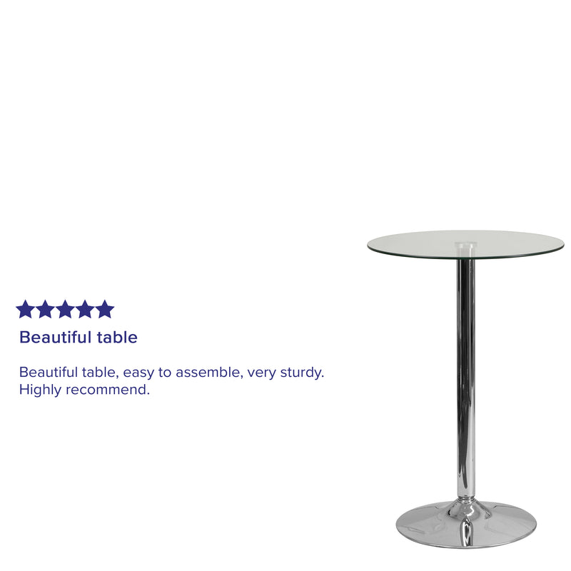 Kenneth 23.5'' Round Glass Table with 35.5''H Chrome Base