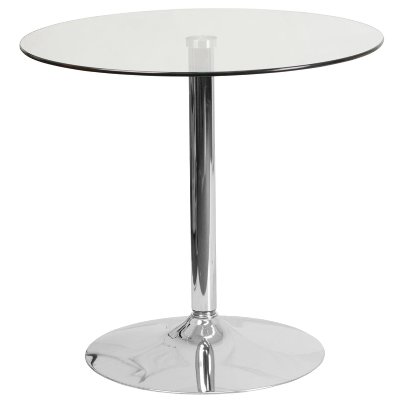 Hills 31.5'' Round Glass Table with 29''H Chrome Base