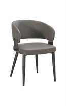 Chic Dark Grey Metal Chair with Upholstered Seat and Back for Indoor Use