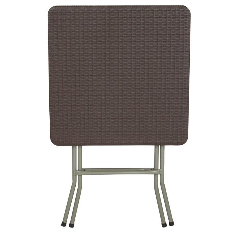 Linburgh 1.95-Foot Square Brown Rattan Plastic Folding Table