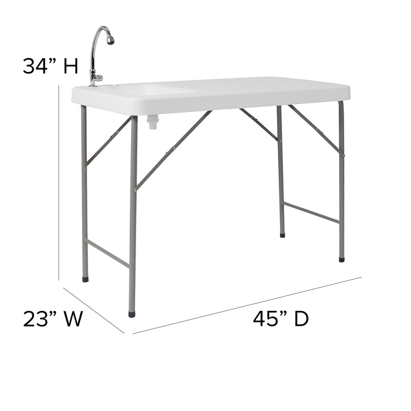 Wesley 4-Foot Portable Fish Cleaning Table / Outdoor Camping Table and Sink