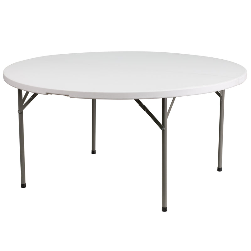 Elon 5-Foot Round Granite White Plastic Folding Table
