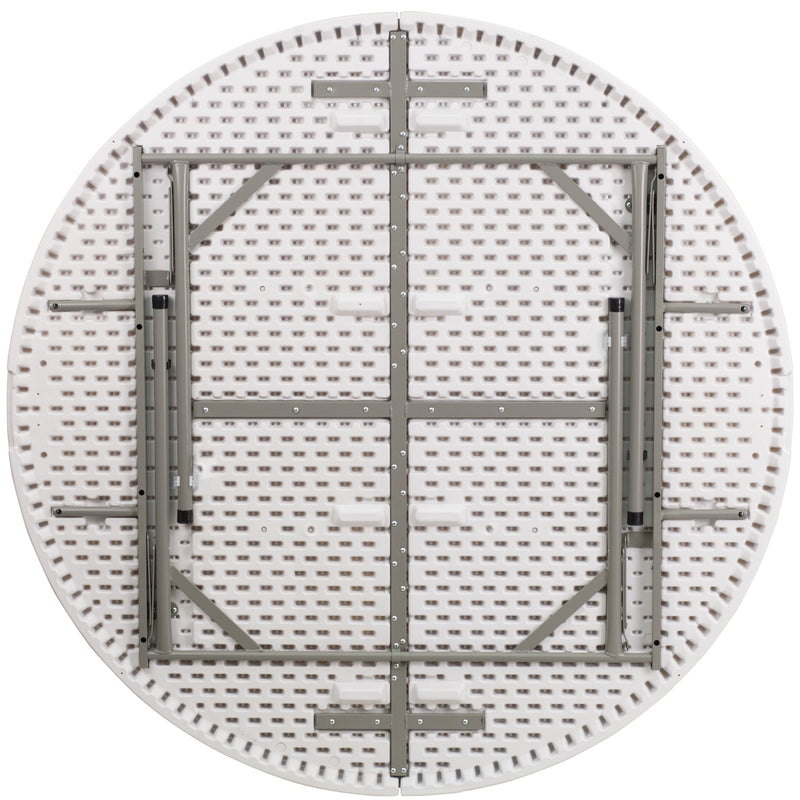 Elon 5-Foot Round Granite White Plastic Folding Table