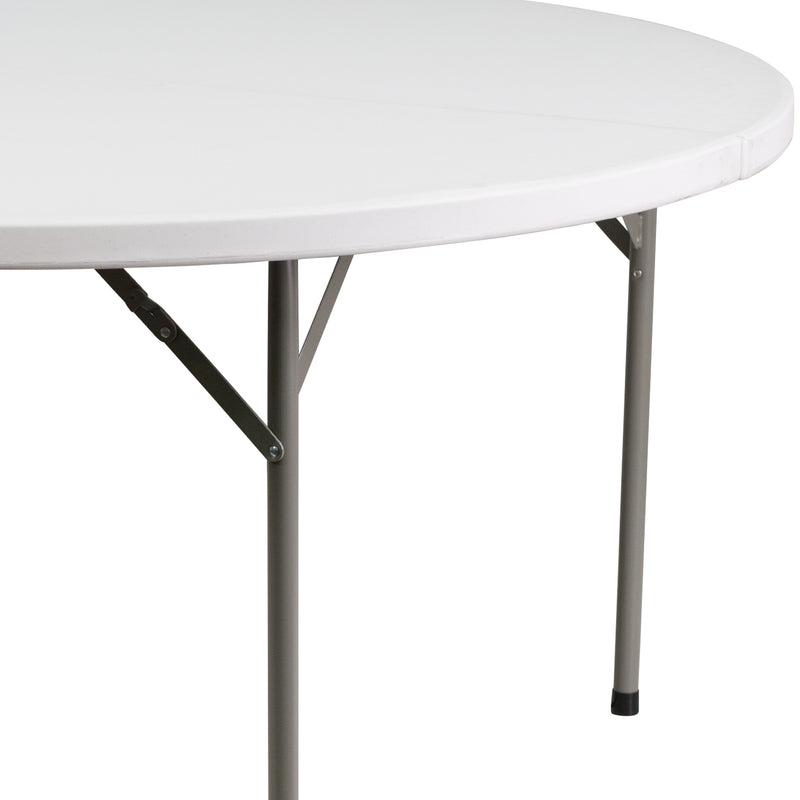 Elon 5-Foot Round Granite White Plastic Folding Table
