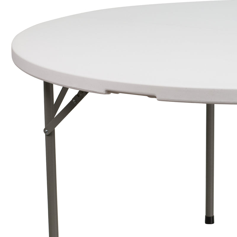 Elon 5-Foot Round Granite White Plastic Folding Table