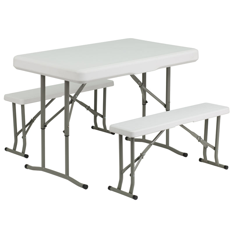 Rowan 3 Piece Portable Plastic Folding Bench and Table Set