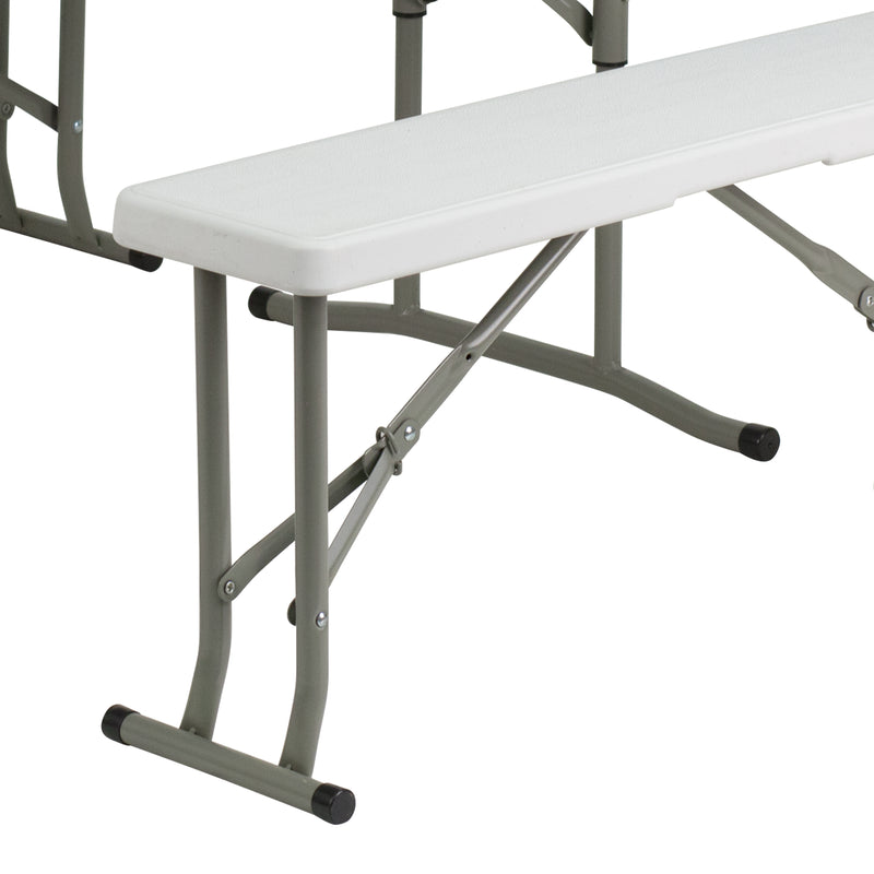 Rowan 3 Piece Portable Plastic Folding Bench and Table Set