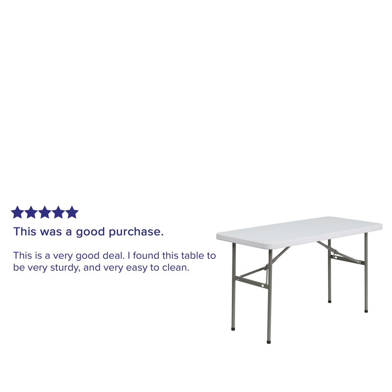 Elon 4-Foot Granite White Plastic Folding Table