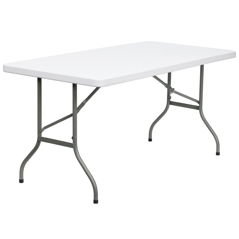 Elon 5-Foot Granite White Plastic Folding Table