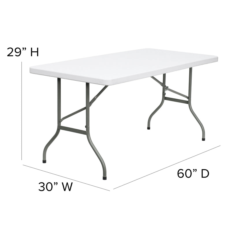 Elon 5-Foot Granite White Plastic Folding Table