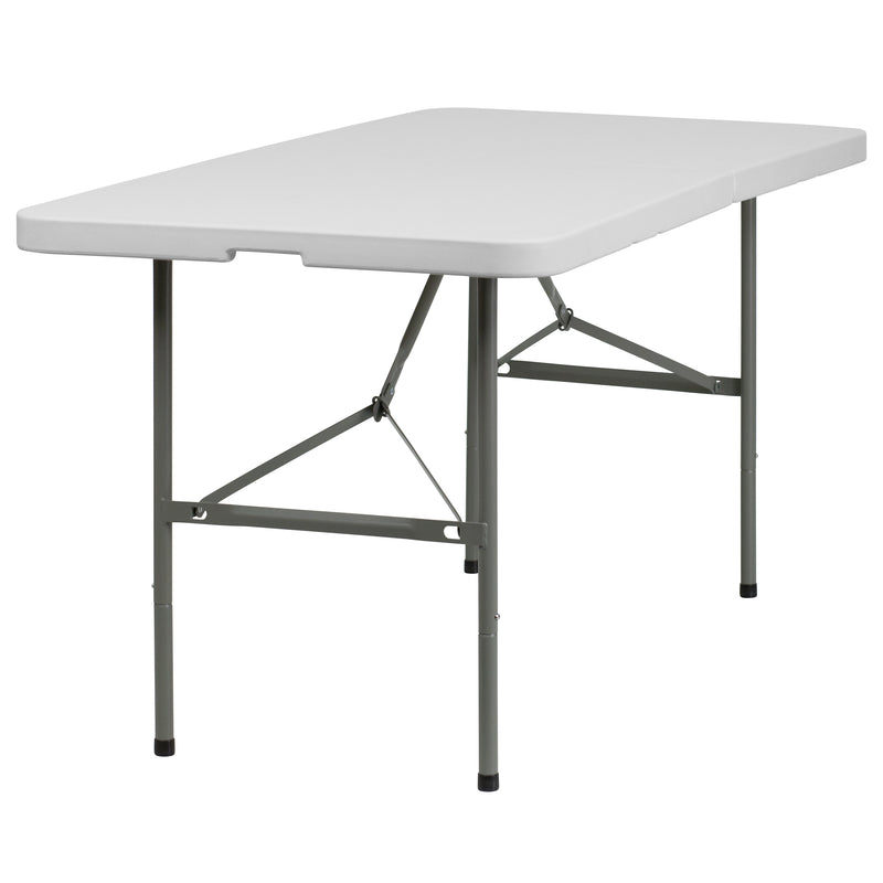 Elon 5-Foot Bi-Fold Granite White Plastic Folding Table