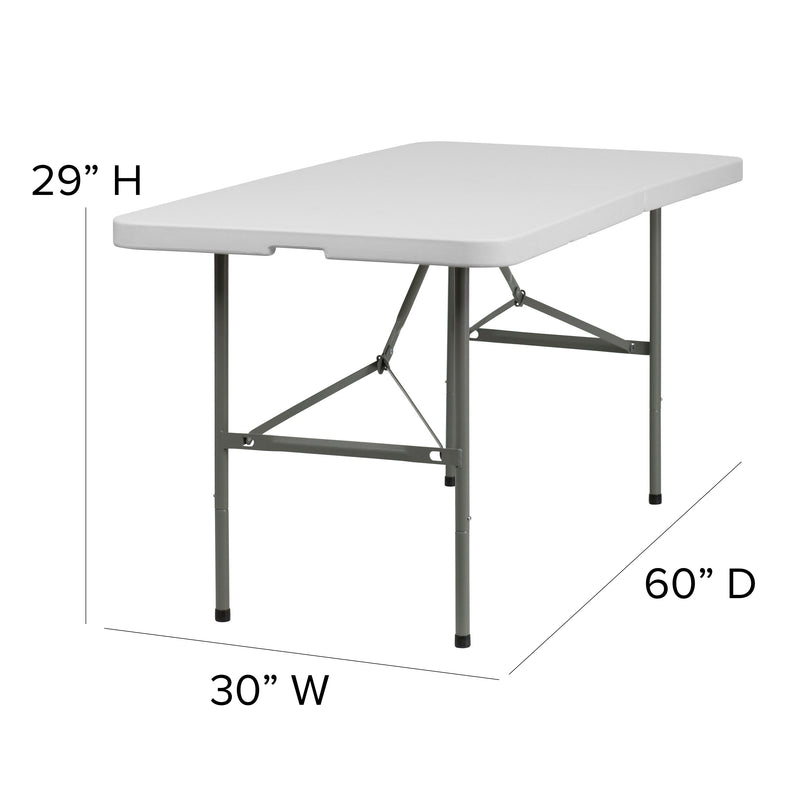 Elon 5-Foot Bi-Fold Granite White Plastic Folding Table