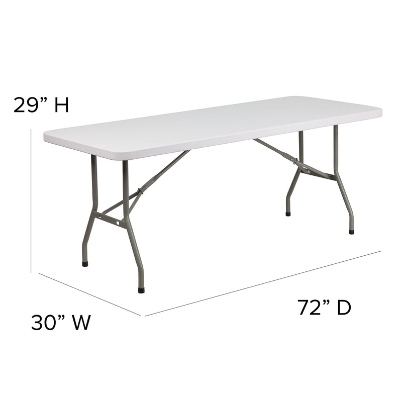 Elon 6-Foot Granite White Plastic Folding Table