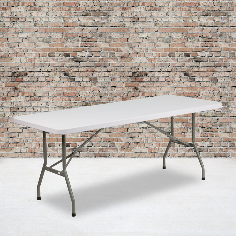 Elon 6-Foot Granite White Plastic Folding Table