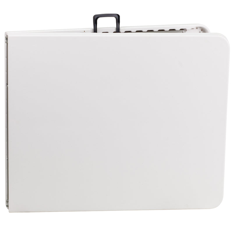 Elon 6-Foot Bi-Fold Granite White Plastic Banquet and Event Folding Table with Carrying Handle