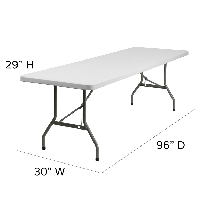 Elon 8-Foot Granite White Plastic Folding Table