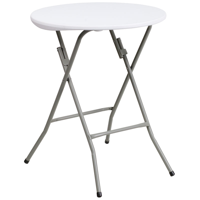 Elon 2-Foot Round Granite White Plastic Folding Table