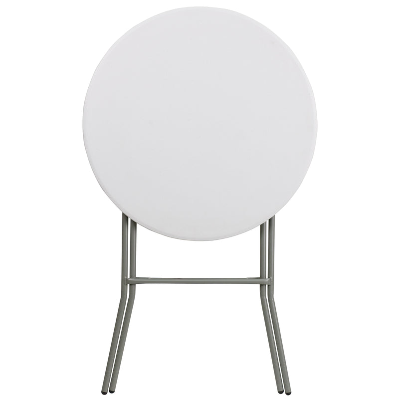 Elon 2.6-Foot Round Granite White Plastic Bar Height Folding Table