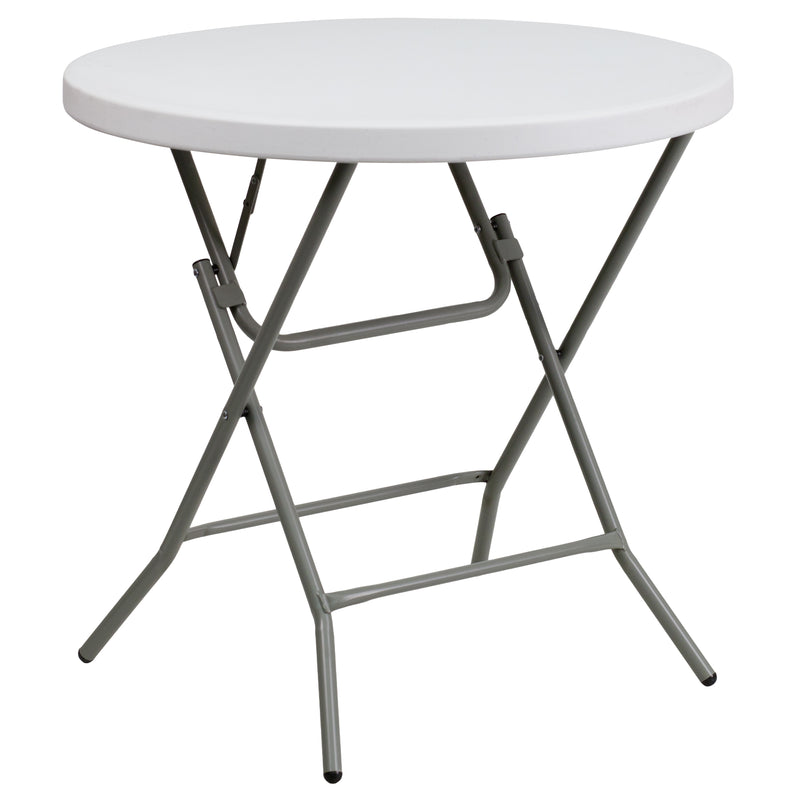 Elon 2.63-Foot Round Granite White Plastic Folding Table