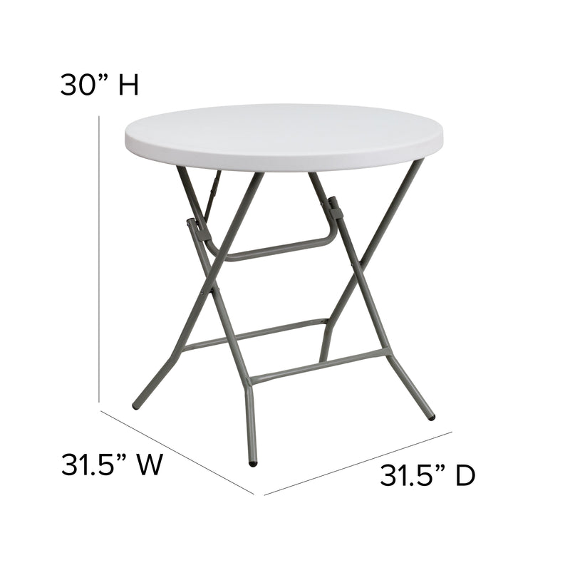 Elon 2.63-Foot Round Granite White Plastic Folding Table