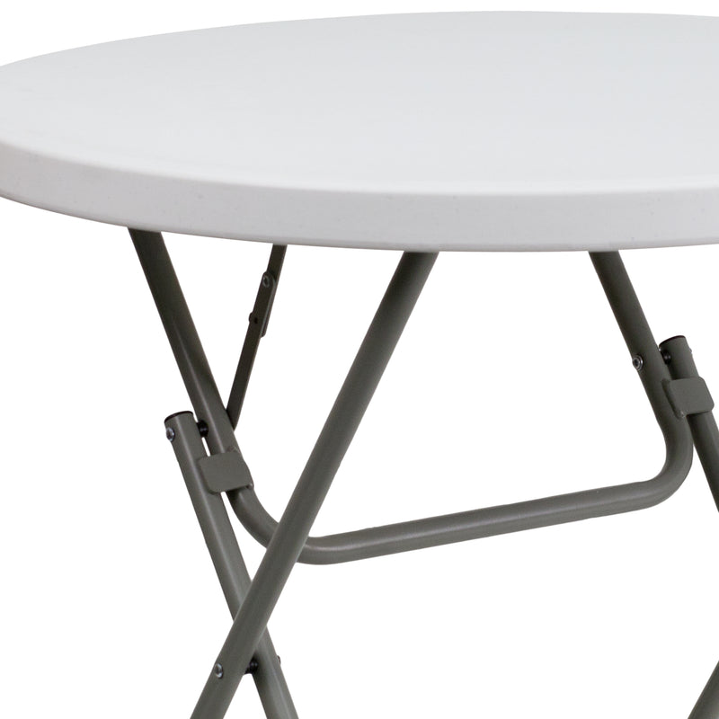 Elon 2.63-Foot Round Granite White Plastic Folding Table