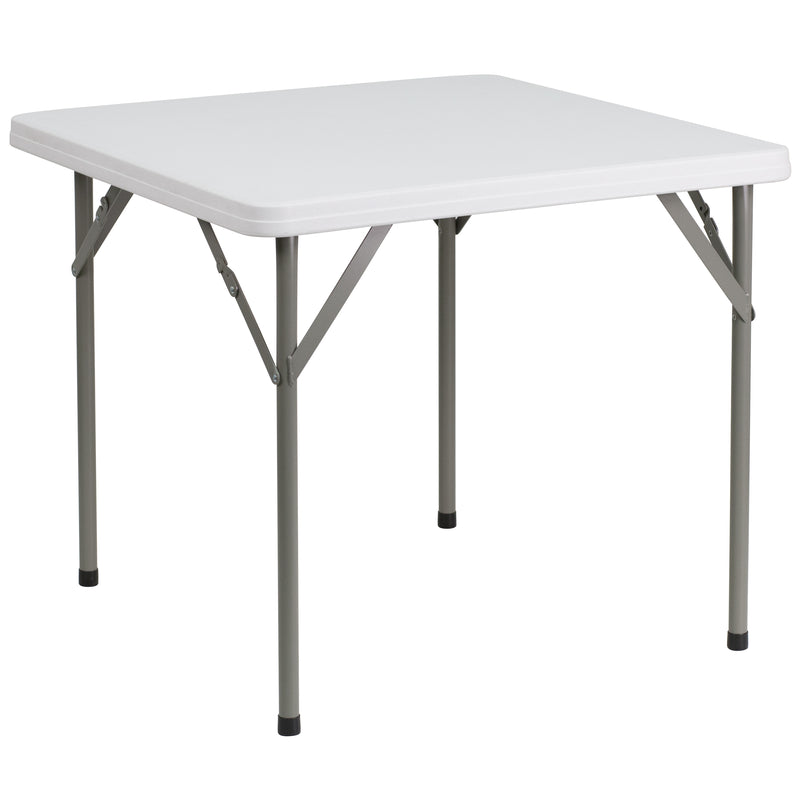 Elon 2.85-Foot Square Granite White Plastic Folding Table