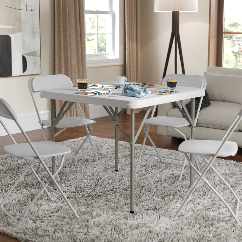 Elon 2.85-Foot Square Granite White Plastic Folding Table